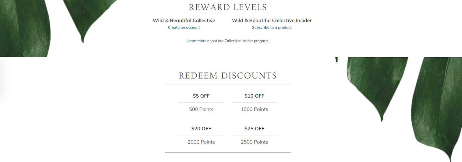 Annmarie  loyalty program landing page rewards levels (1)