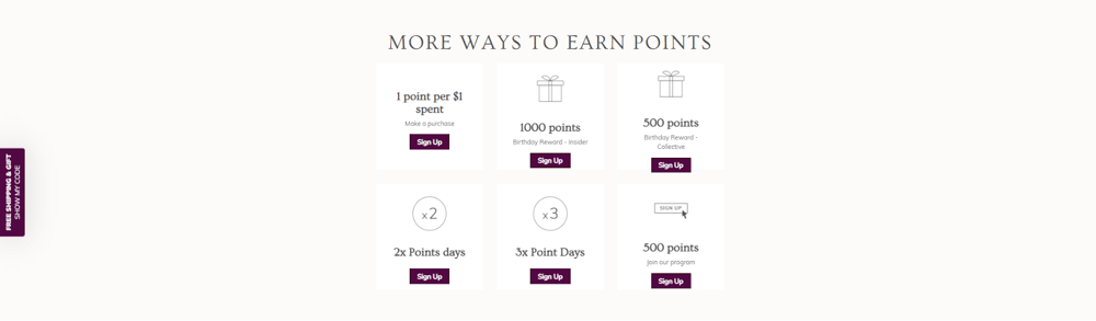 Annmarie loyalty program landing page ways to earn rewards (1)