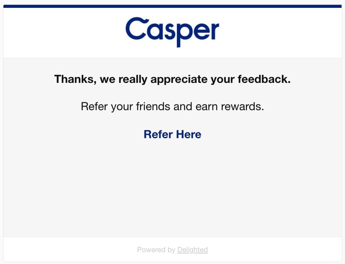 Capser NPS Survey Thank You page