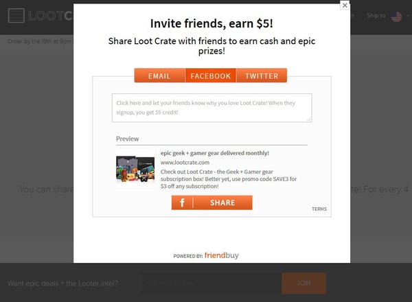 LootCrate referral incentive