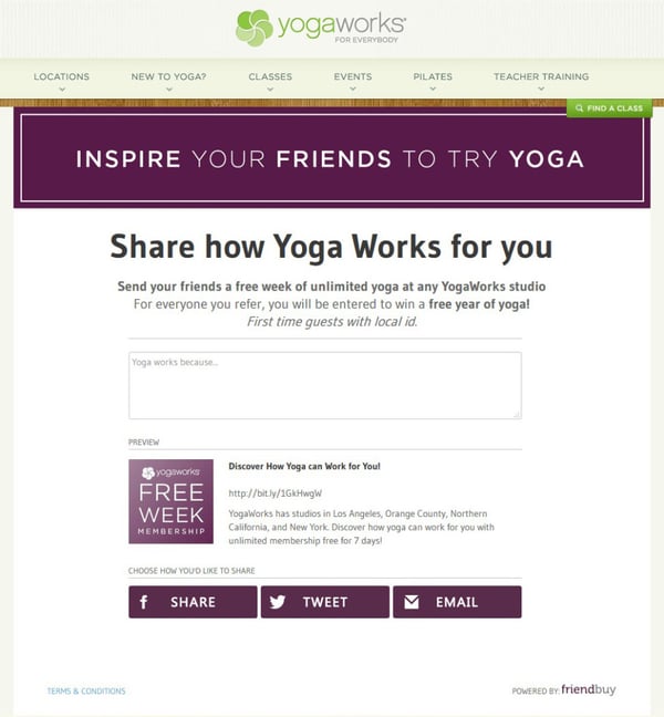 YogaWorks referral program