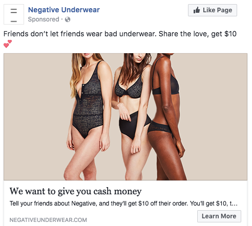 Negative Underwear Retargeting - Referral Marketing Tactics of the Best Brands