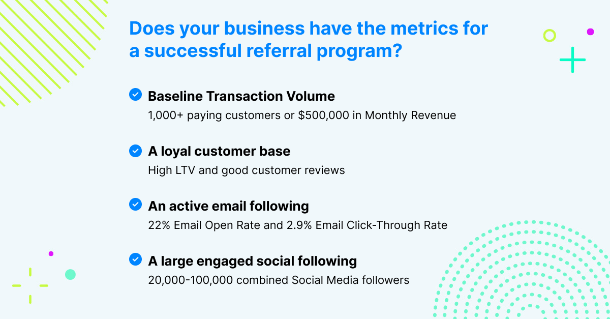baseline ecommerce metrics for launching a referral program