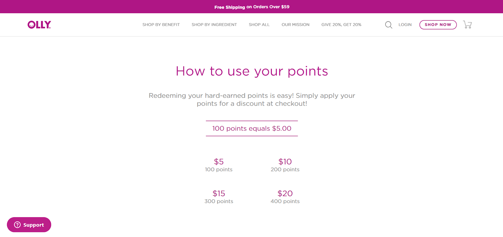 olly loyalty program landing page - Rewards and Perks Overview