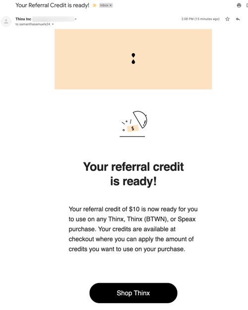 thinx referral credit 